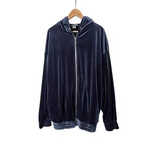 Laina Rauma Blue Velour Oversized Jacket M